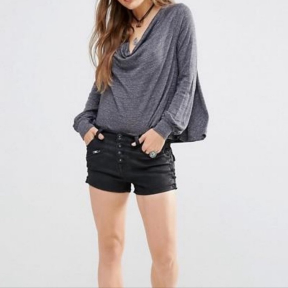 Free People Gray Long Sleeve Top